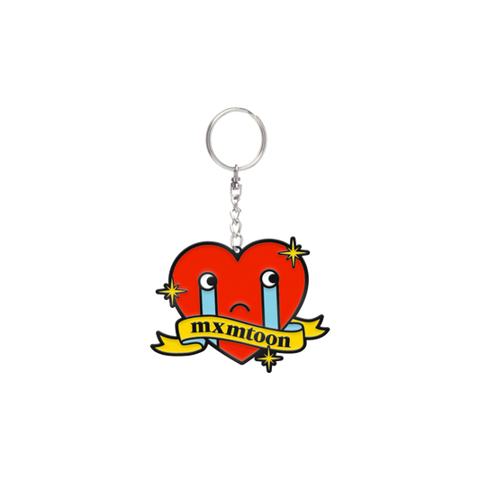 mxmtoon on red crying heart keychain