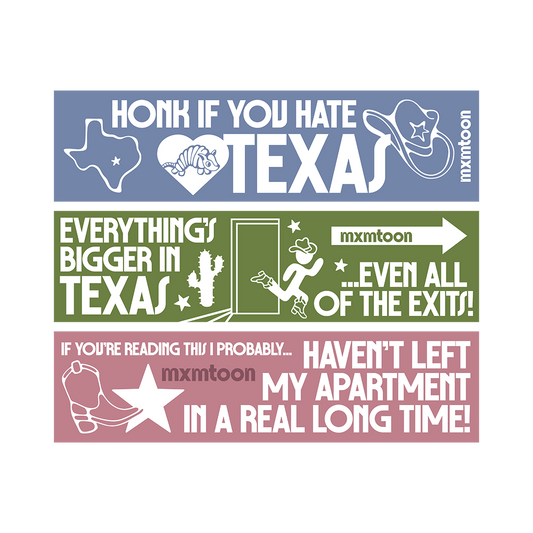 i hate texas bumper sticker set