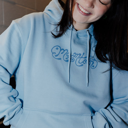 baby blue logo hoodie