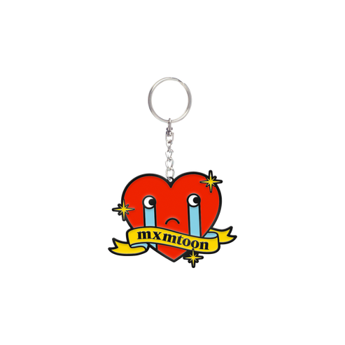 mxmtoon on red crying heart keychain